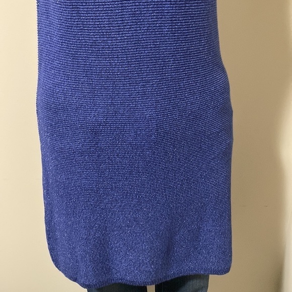 White House Black Market Sleeveless Sweater with Metallic Shine Blue Size L NEW - Picture 6 of 12